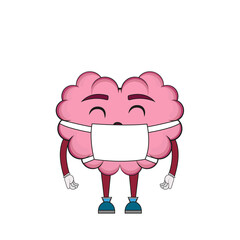 Cartoon of a brain using a face mask