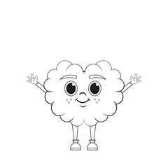 Isolated cartoon of a happy brain