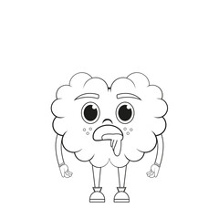 Isolated cartoon of a drooling brain