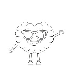 Isolated cartoon of a brain wearing sunglasses