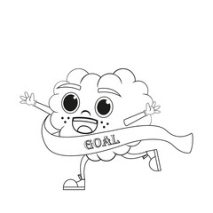 Isolated cartoon of a brain in competition