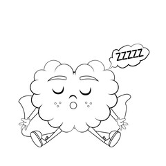 Isolated cartoon of a sleeping brain