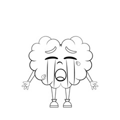 Isolated cartoon of a crying brain