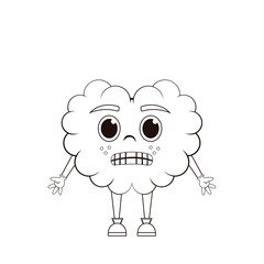 Isolated cartoon of a shivering brain