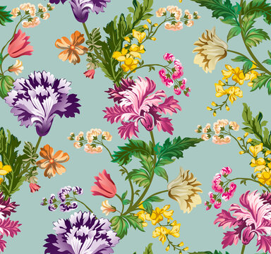 Colorful style floral pattern. Traditional indian style design for decoration and textiles