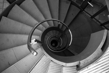 Fototapeta premium Overhead detail of staircase, black and white