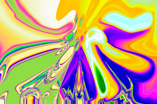 DIGITAL ART VIBRANT MULTICOLOURED CURVES 