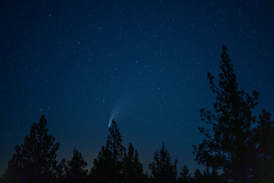 The Neowise comet streaks across the night sky over Bend, Oregon in July 2020