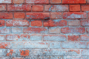 Texture of an old brick wall with natural defects. Scratches, cracks, crevices, chips, dust, roughness, grungy. Can be used as background for design or poster.
