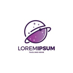 Space planet - vector logo template concept. Solar system abstract creative illustration. Galaxy sign. Design element.
