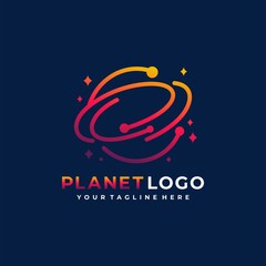 Space planet - vector logo template concept. Solar system abstract creative illustration. Galaxy sign. Design element.
