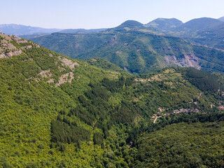 Naklejka na ściany i meble Aerial view of Iskar river Gorge, Balkan Mountains, Bulgaria