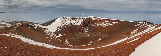 Penguin island volcano panorama