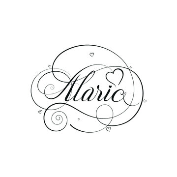 English Calligraphy "Alaric" Name, a unique hand drawn vector design for Wedding and more.