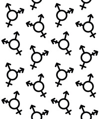 Vector seamless pattern of flat trans transgender transsexual symbol isolated on white background