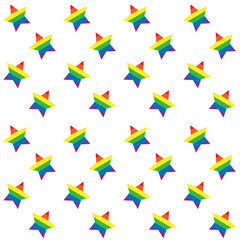 Vector seamless pattern of flat lgbt rainbow flag stars isolated on white background