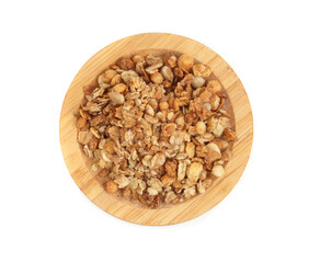 plate with bar granules on white background