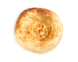 Uzbek flatbread on white background