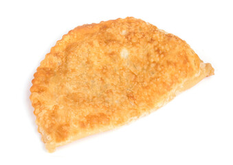 cheburek with meat on a white background