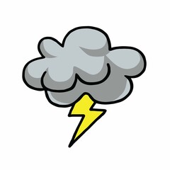Thunderstorm Grey Cloud Doodle Art Hand Drawn Vector Illustration