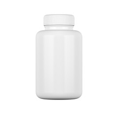 White plastic medicine bottle isolated on white background. Supplement Packaging. Pills. 3d illustration.