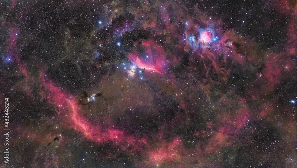 Canvas Prints the constellation orion with colorful stars and faint dust. orion nebula, horsehead nebula and flame