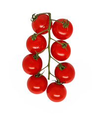 Cherry tomatoes branch. Fresh ripe tomatoes isolated on white background.