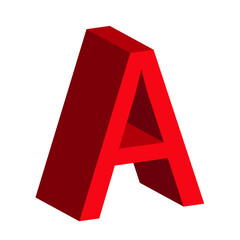 3d letter A simple clip art vector illustration