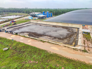 Bio-gas waste water treatment pond  In industrial plants. Water pollution. 