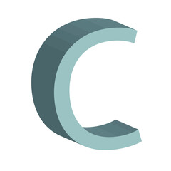 3d letter C simple clip art vector illustration
