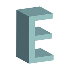 3d letter E simple clip art vector illustration
