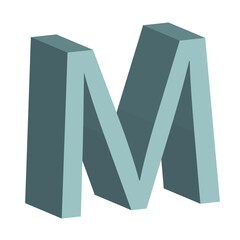 3d letter M simple clip art vector illustration