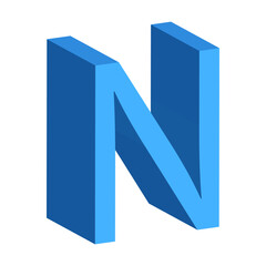 3d letter N simple clip art vector illustration