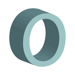 3d letter O simple clip art vector illustration