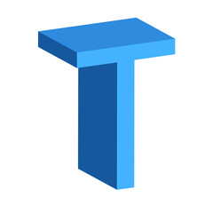 3d letter T simple clip art vector illustration