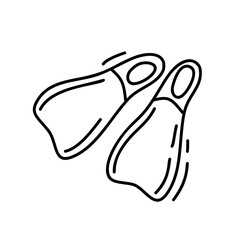 Fins for diving. Vector illustration on an isolated background. Doodle drawing is suitable for stickers, marine decor.