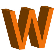 3d letter W simple clip art vector illustration