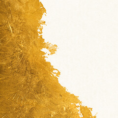 Shiny textured gold leaf foil torn across white paper.