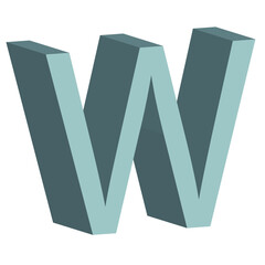 3d letter W simple clip art vector illustration