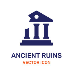 Ancient ruins from antiquity vector icon