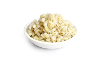 Barley in a cup isolated on a white background Clipping path