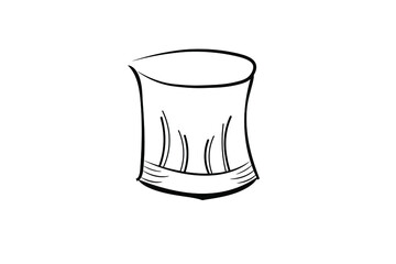 Hand Drawn Cartoon Black Outline Chef Hat Illustration.
