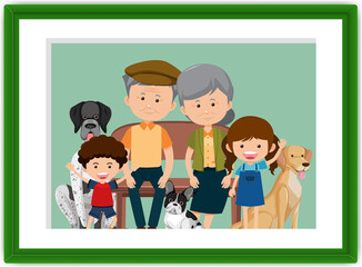 Happy family picture in a frame carton style