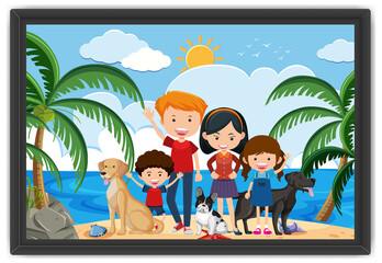 Happy family on summer vacation photo in a frame
