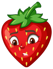 Obraz premium Strawberry cartoon character with facial expression
