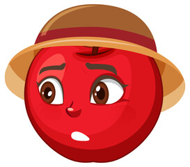 Apple cartoon character with facial expression