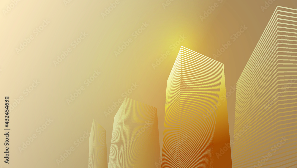 Poster high-rise buildings modern architectural complex line structure abstract vector background