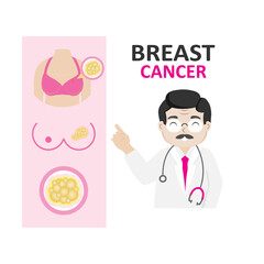 Breast cancer infographics with doctor.