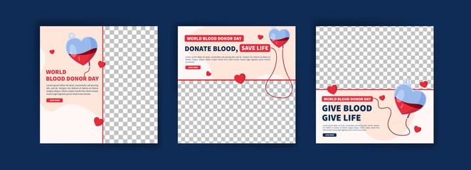 World Blood Donor Day. Education about the importance of donating blood. Banner vector for social media ads, web ads, business messages, discount flyers and big sale banners.