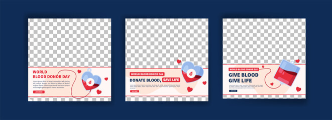 World Blood Donor Day. Education about the importance of donating blood. Banner vector for social media ads, web ads, business messages, discount flyers and big sale banners.